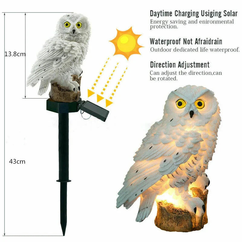 Solar Powered LED Owl Animal Home Artificial Flowers Garden Lights Waterproof