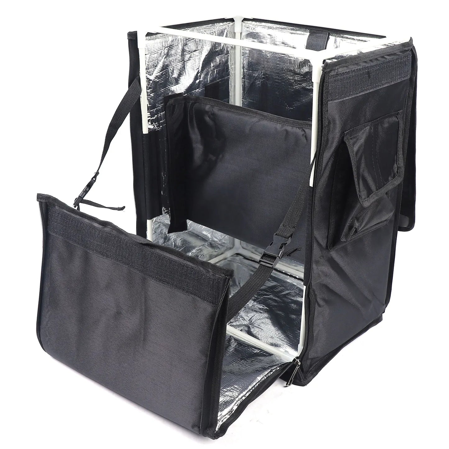 42L Portable Food Pizza Delivery Picnic Storage Backpack Waterproof Oxford Cloth Foldable,Easy to Install and Dismantle Black
