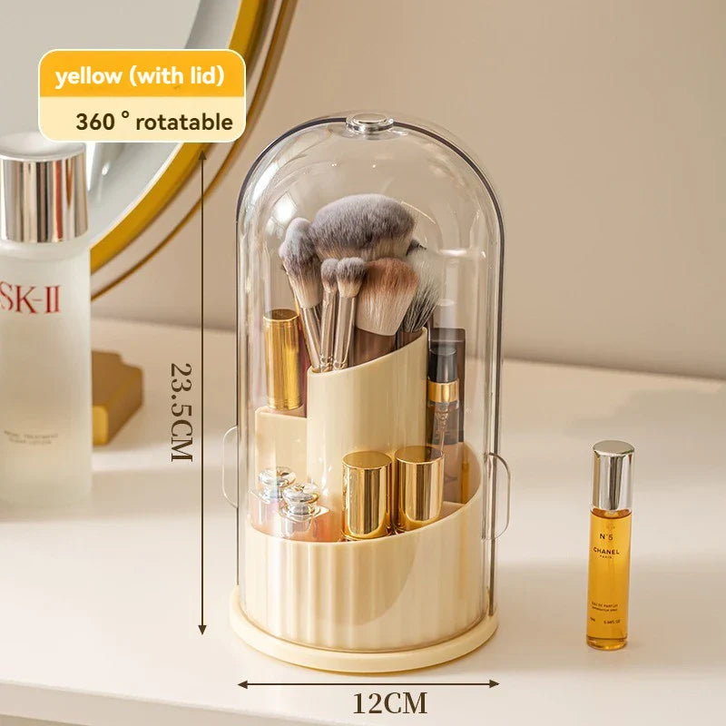 360° Rotating Makeup Brush Holder Desktop Makeup Organizer Cosmetic Storage Box Lipstick Eyebrow Brush Holder Jewelry Container