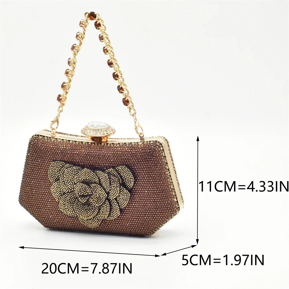 Women's Shoe and Bag Set Latest Luxury Italian Rhinstone Design for Wedding and Party