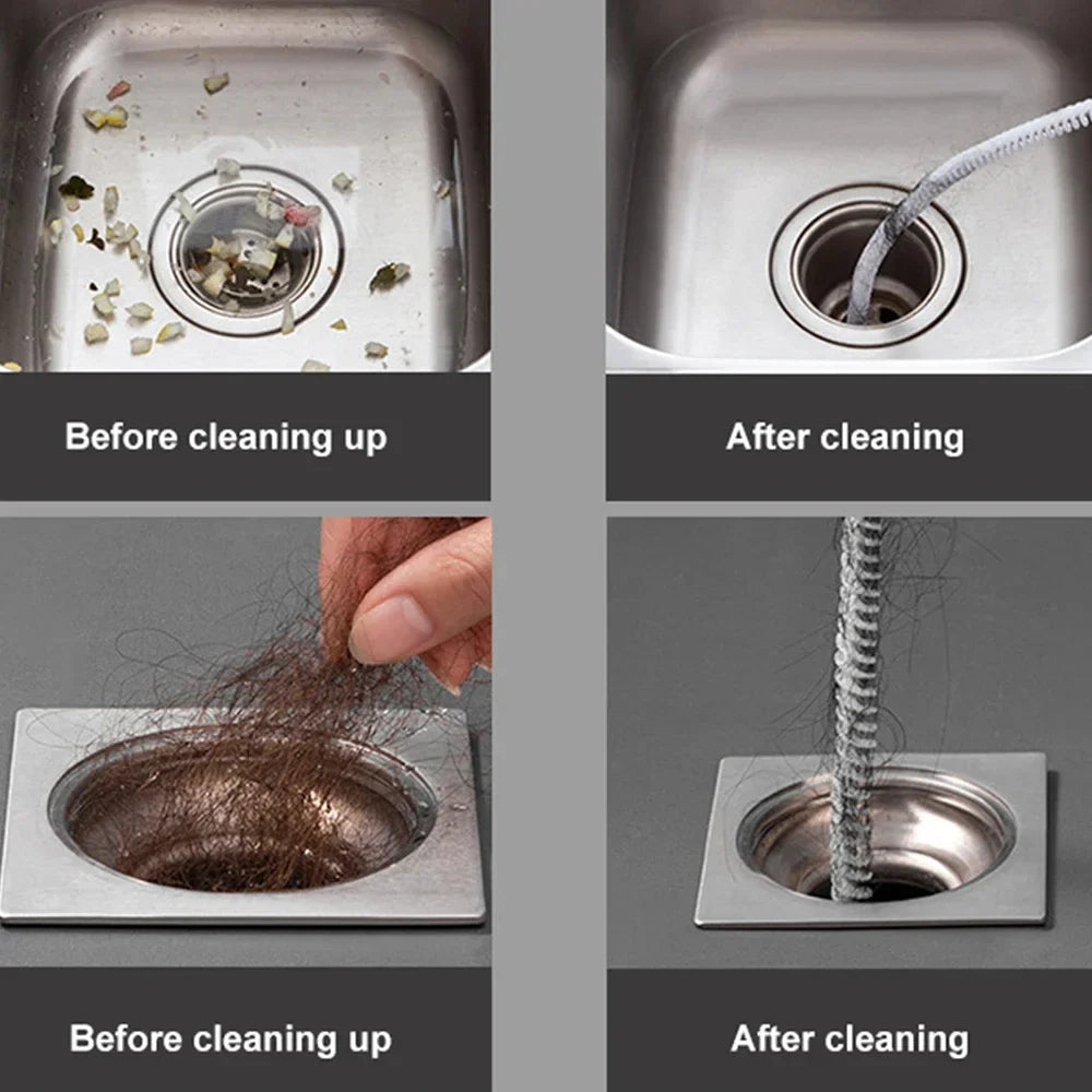 Flexible Long Pipeline Cleaning Brush Reusable Pipework Brush with Handle Dryer Vent Cleaning Kit for Bathroom Toilet Kitchen