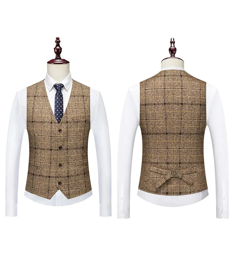 2024 Men's Suit One Button (suit + Vest + Trousers) Fashion Wedding Business Leisure Career Work Formal Three-piece Set M-5XL