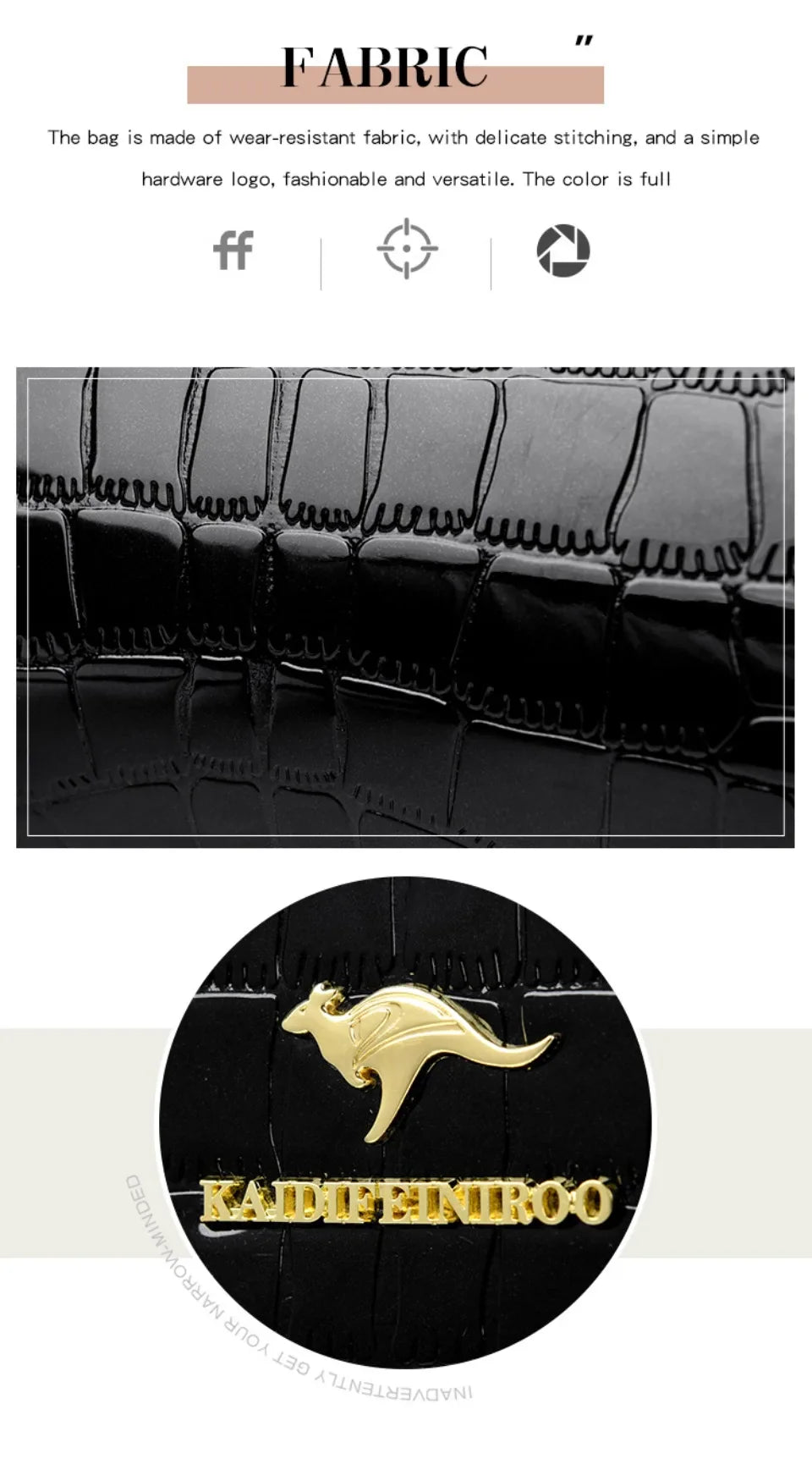 Kangaroo Brand Alligator Pu Leather Shoulder Bag Clutch Hand Bags