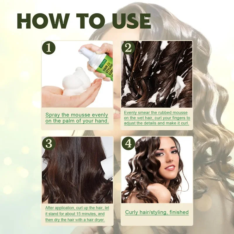 60ml Hair Sculpting Mousse Professional Curly Hair Styling Cream Natural Fluffy Curl Booster Defining Women Haircare Products