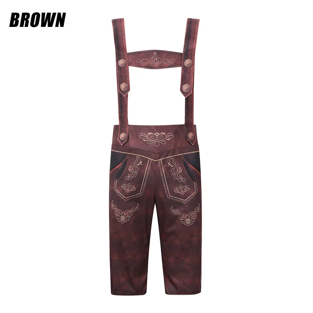 Men's German Munich Oktoberfest Lederhosen Suspenders Costume Bavarian POLYESTER
