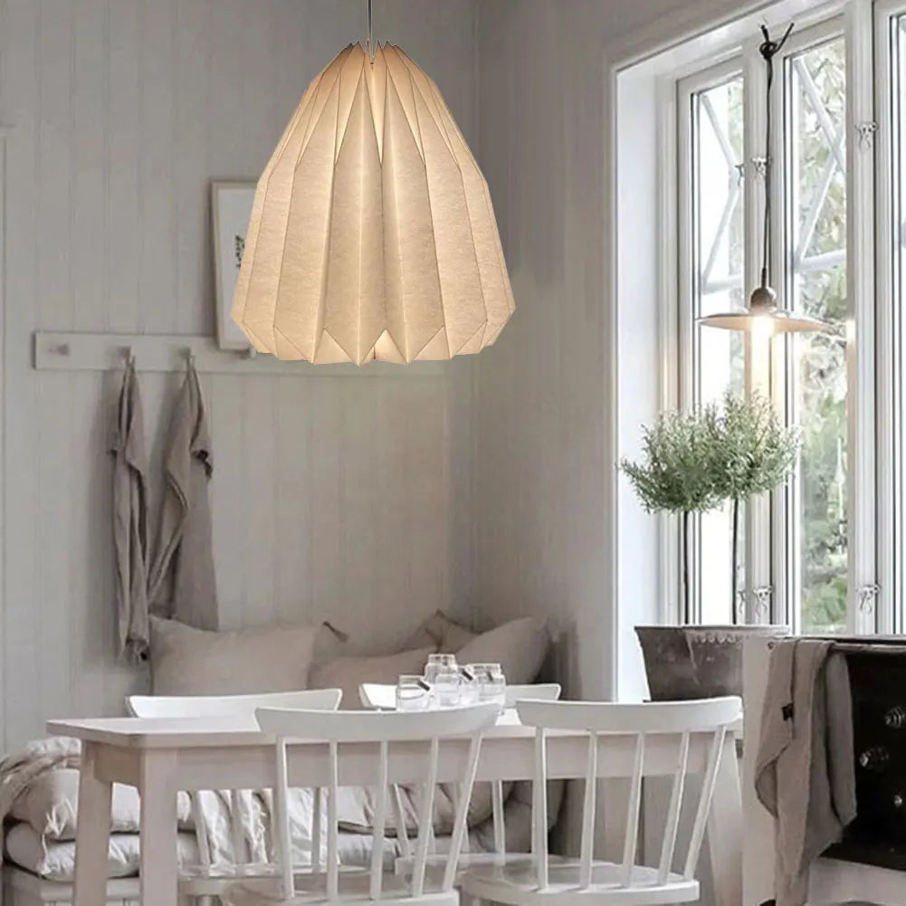 Nordic Creative Paper Origami Lantern Shade Foldable Hanging Pendant Light Art Decor for Living Room Bedroom Dining Room Decor