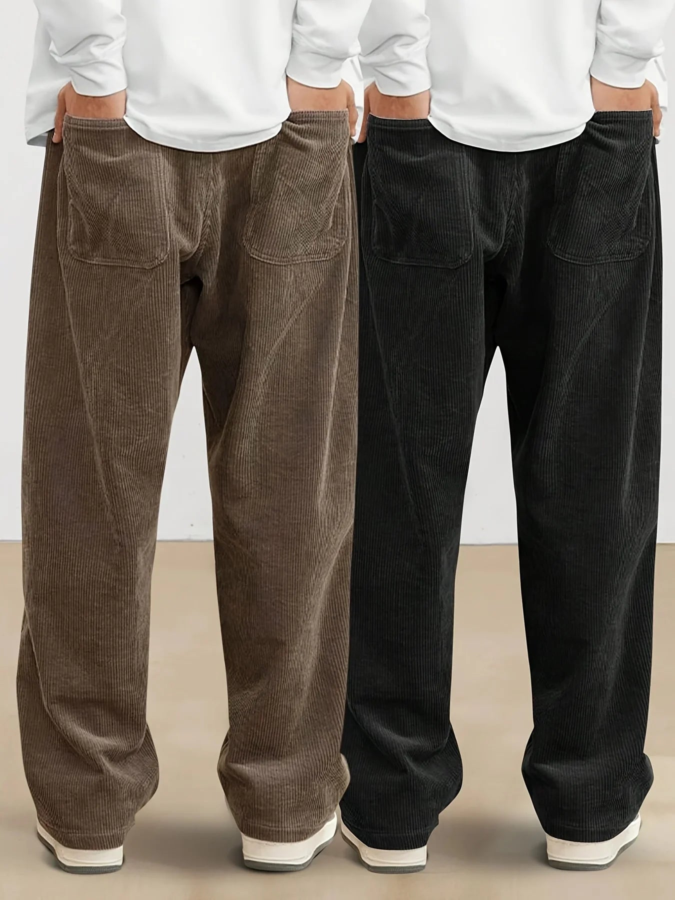 Men’s Corduroy Loose Fit Pants – Elastic Waist