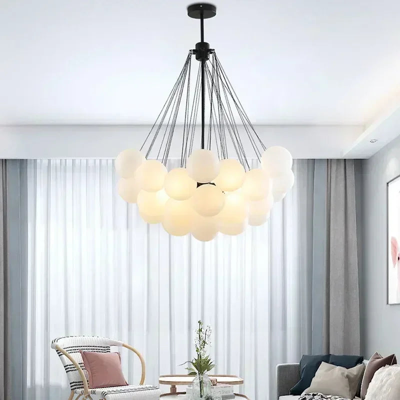 37 Glasses Bubble Chandeliers Frosted Glass Gold Black Pendant Light