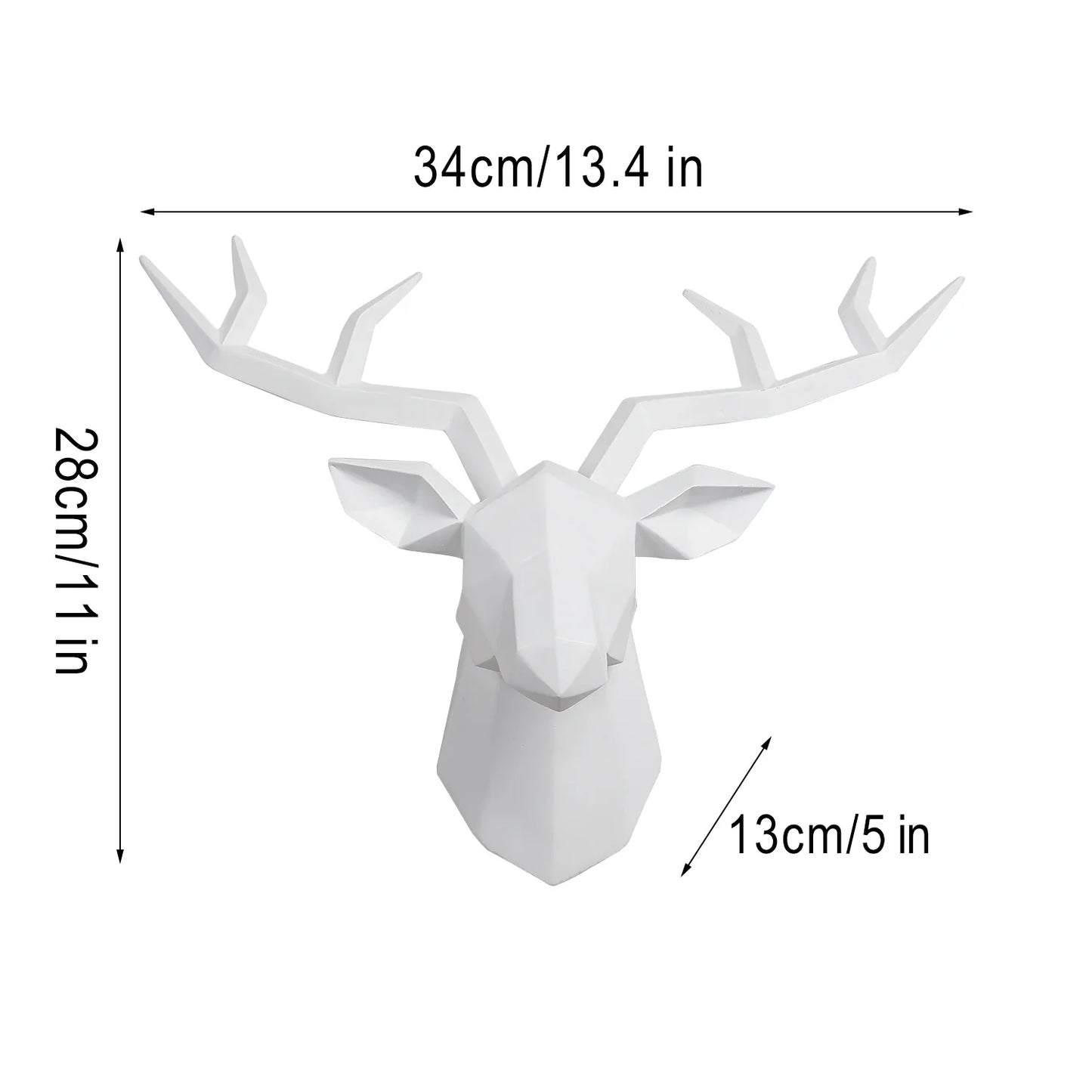 Modern Geometric Deer Head Wall Sculpture – Resin Antler Decor