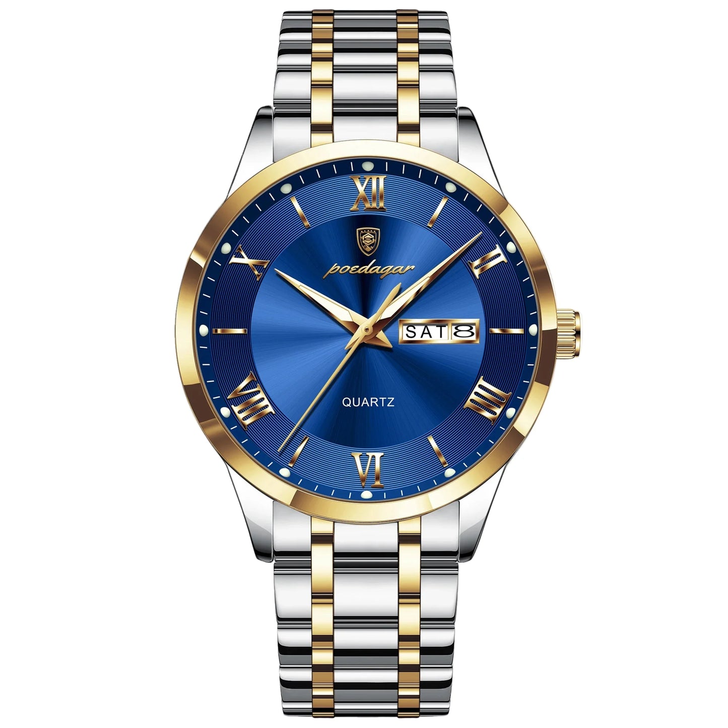 Luxury Fashion Men Clock Waterproof Luminous Week Date Sports Man Wristwatch Stainless Steel Men's Quartz Watches Reloj
