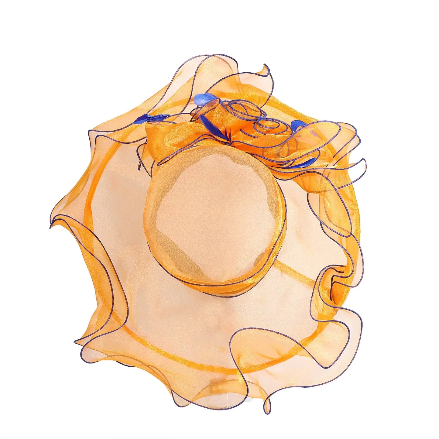 Women's Fascinators Organza Sun Hats Wide Brim Wedding Bride Tea Party Church Fedoras Hat