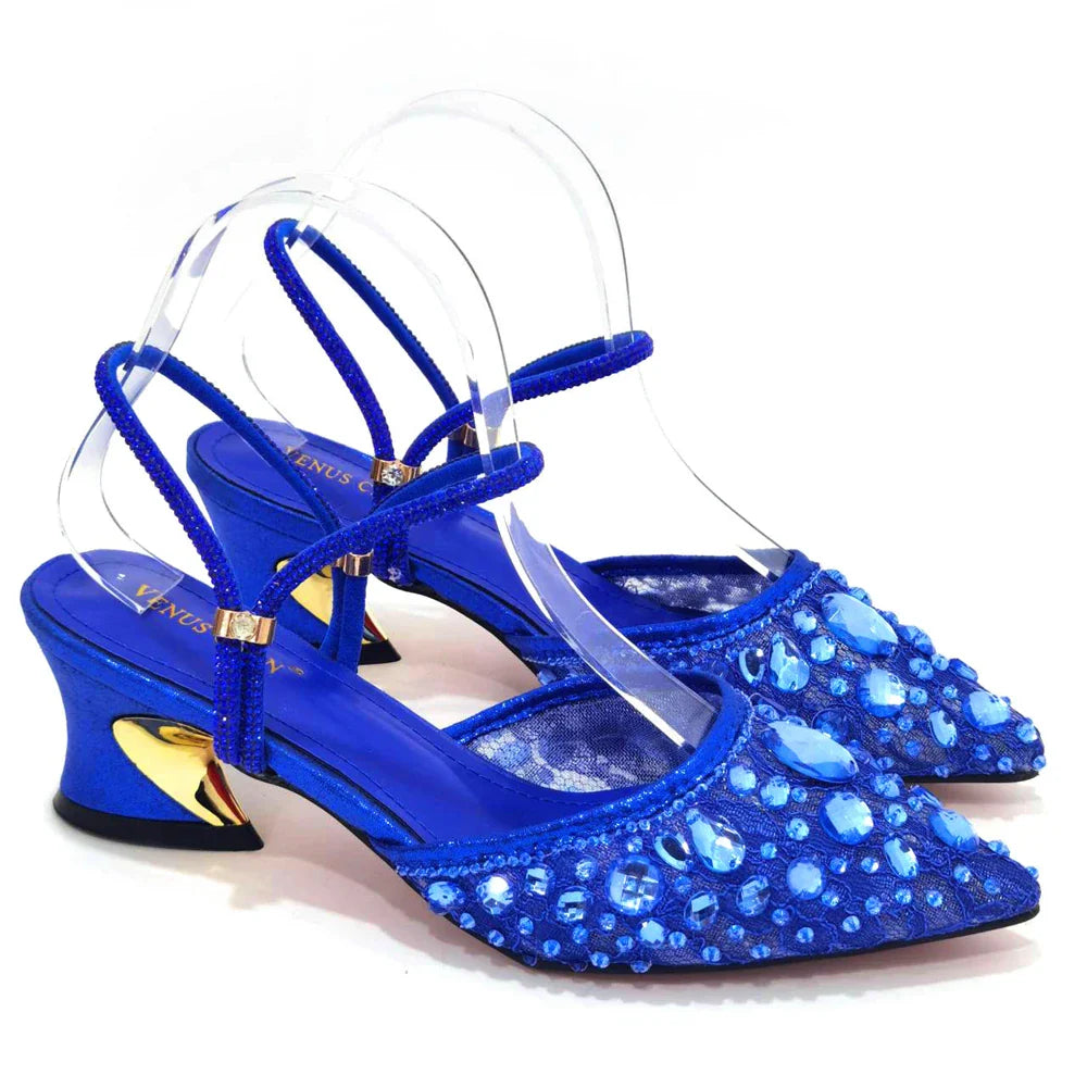 Venus Chan 2023 Newest INS Style Lace Elegant High Heels Pointed-Toe Nigeria Popular Design African Ladies Shoes And Bag Set