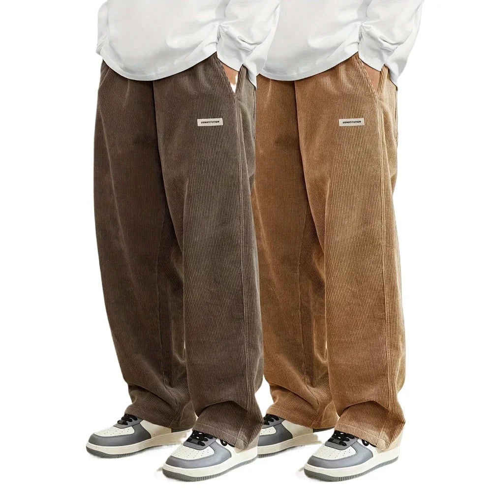 Men’s Corduroy Loose Fit Pants – Elastic Waist