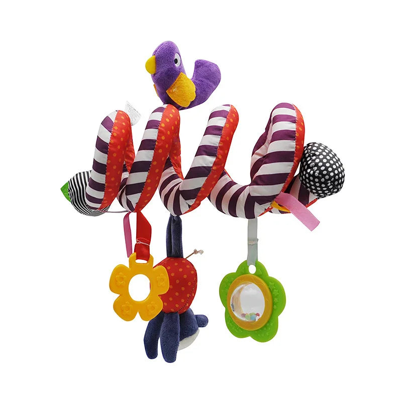 Newborns Spiral Hanging Activity Stroller Toy Baby Carseat Toy Black & White Lion Koala Rattle  for Crib Mobile Sensory Toy Gift