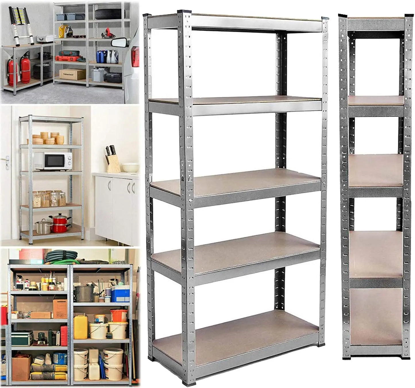 5 Tier Garage Shelves Metal Storage Shelves,Heavy-Duty Shelving Units,Boltless Assembly for Warehouse Office,875 kg Capacity