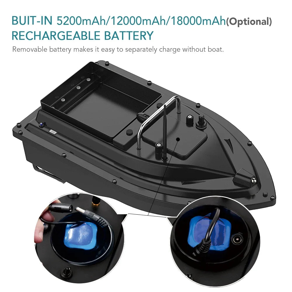 D16 Fishing Bait Boat with Large Bait Container Automatic Bait Boat with 400-500M  For OutdoorRemote Range 10000mAh/5200mAh