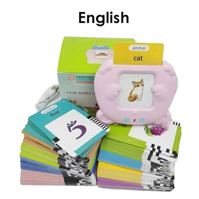 Kids Talking Flash Cards Learning Machine - Interactive Language Learning Toy for English, Spanish, French & German | Educational Audio Book for Toddlers & Kindergarten