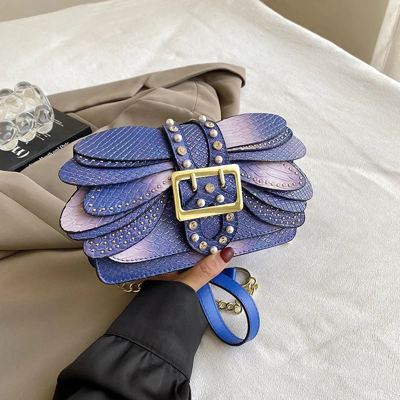 2024 New Handmade Rivet Butterfly Wing Crossbody Bag Women Designer Handbag And Purse Small Square Bag 8 Color Pu Leather Bags
