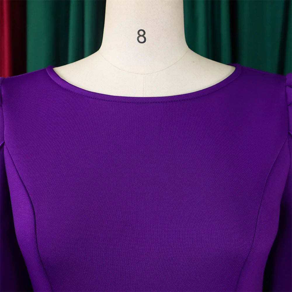 Elegant Dress Woman 2024 Wedding Party Round Neck Half Sleeve High Waisted Pleated Mid Calf Luxury Birthday Dinner Vestidos Robe