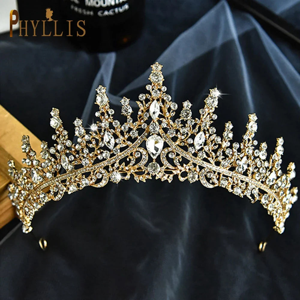 A195 Baroque Wedding Headband Crystal Bridal Crowns and Tiaras Hair Jewelry Accessories Women Rhinestone Headwears Queen Diadems