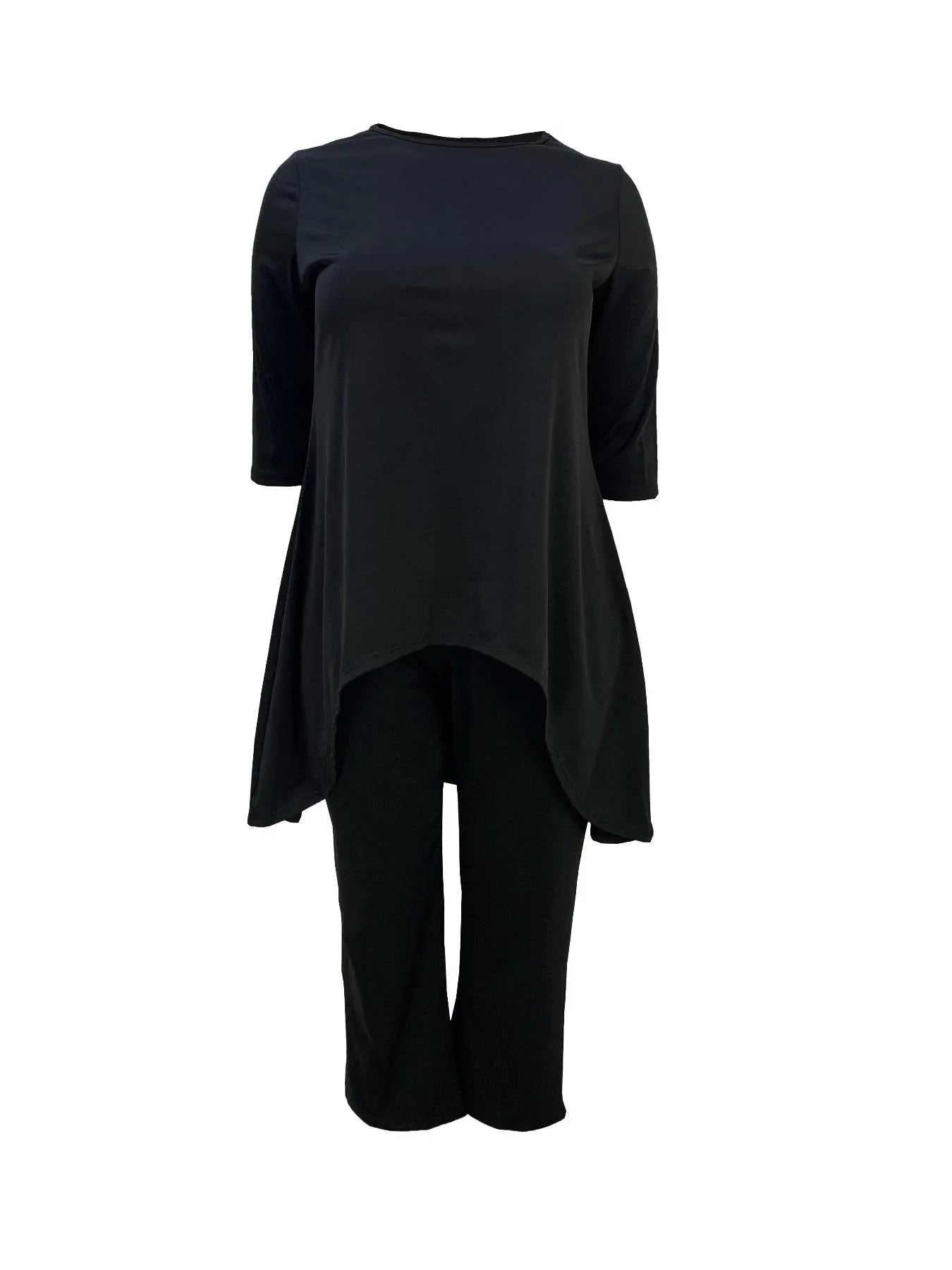 Women Two Piece Sets Pant Set Round Neck Matching Sets Casual Loose Irregularity Tops Long Pants Elegant Splice Y2k Streetwear