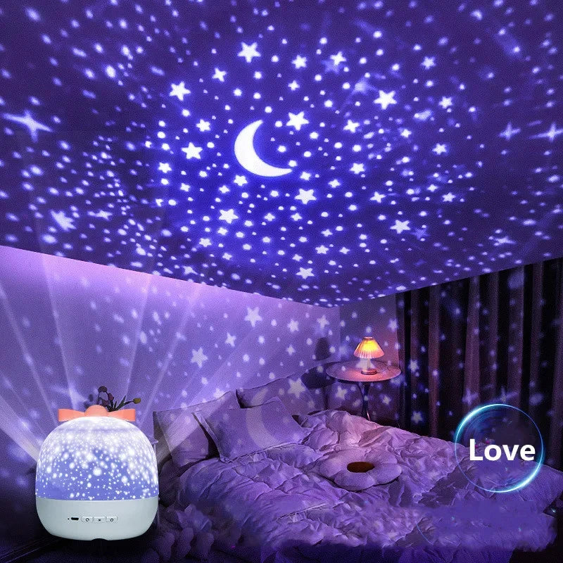 Crown Star Light Projection Rotating Star  Ceiling Atmosphere Night Lamp