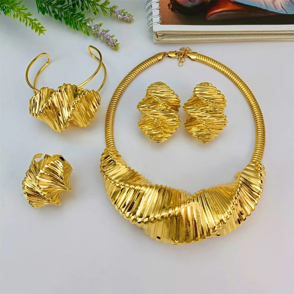 EMMA Women Fashion Jewelry Set New Trendy Big Necklace Earrings Sets Italian Style Luxury Jewelry For African Nigeria Lady Mama