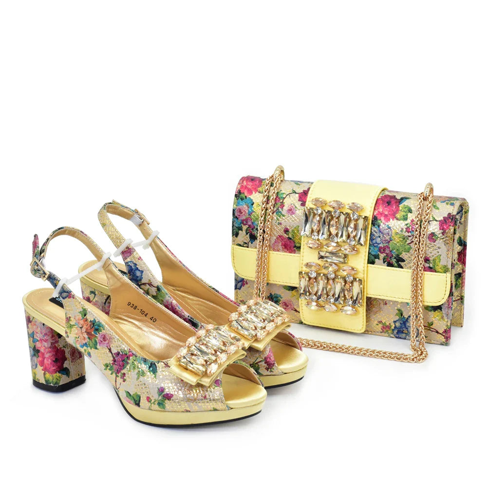 Women's Shoes and Bags Set Italy Peep Toe Pumps