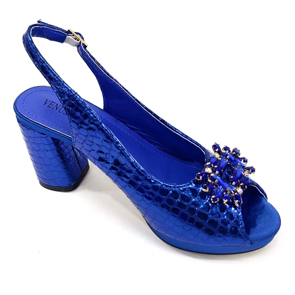 Women's Open Toe Heels Fashionable Rhinestone Decoration Shoe and Bag Set