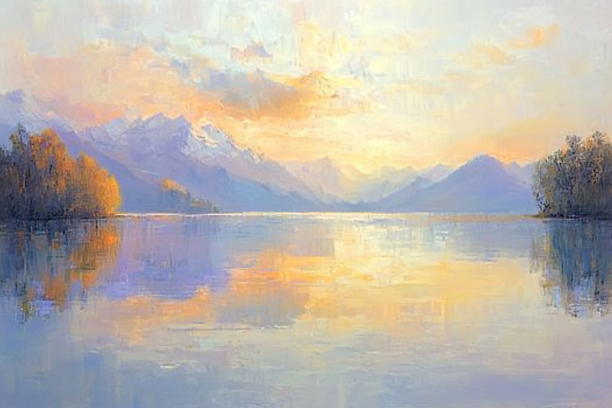 Serene Lake Dawn Blanket