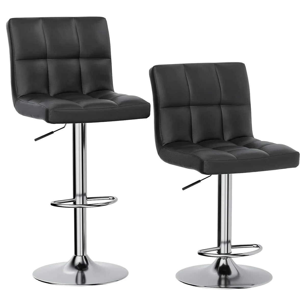 Bar Stools Set of 2 PU Leather Swivel Height Adjustable Chairs - Kitchen Counter