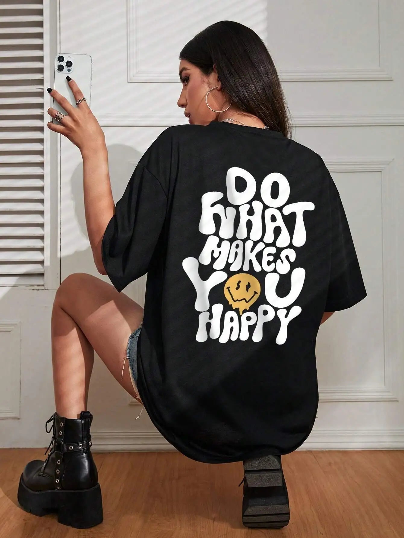 Do What Makes You Happy Oversized T-Shirt - Cotton Streetwear Tee