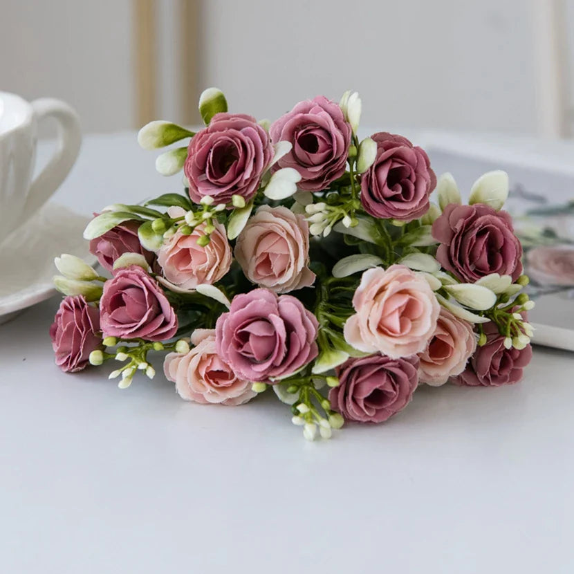 15 Head 5 Fork Silk Rose  Decoration