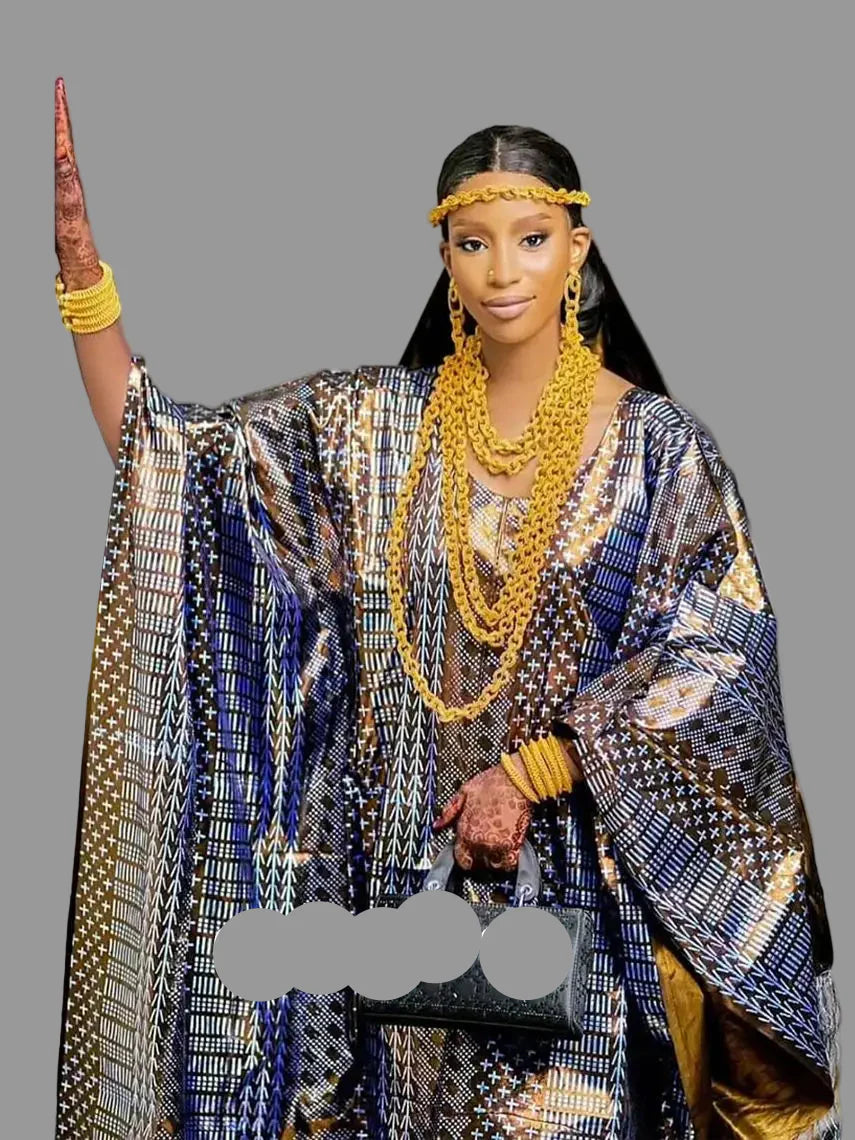 African Traditional Dashiki Print Bazin Riche Boubou Gown Dresses