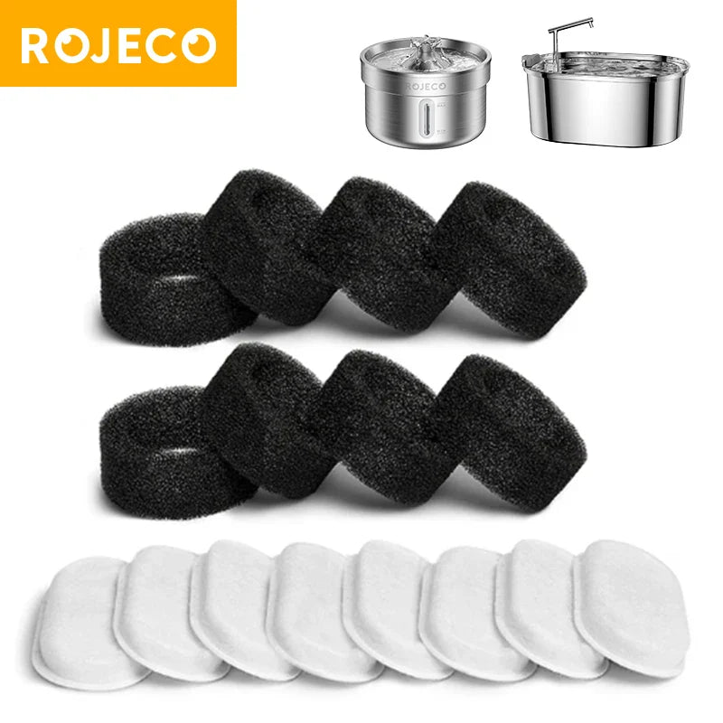ROJECO Cat Fountain Filter For 3.2L Stainless Steel Cat Water Fountain Pet Water Dispenser Replacement Activated Carbon Filters