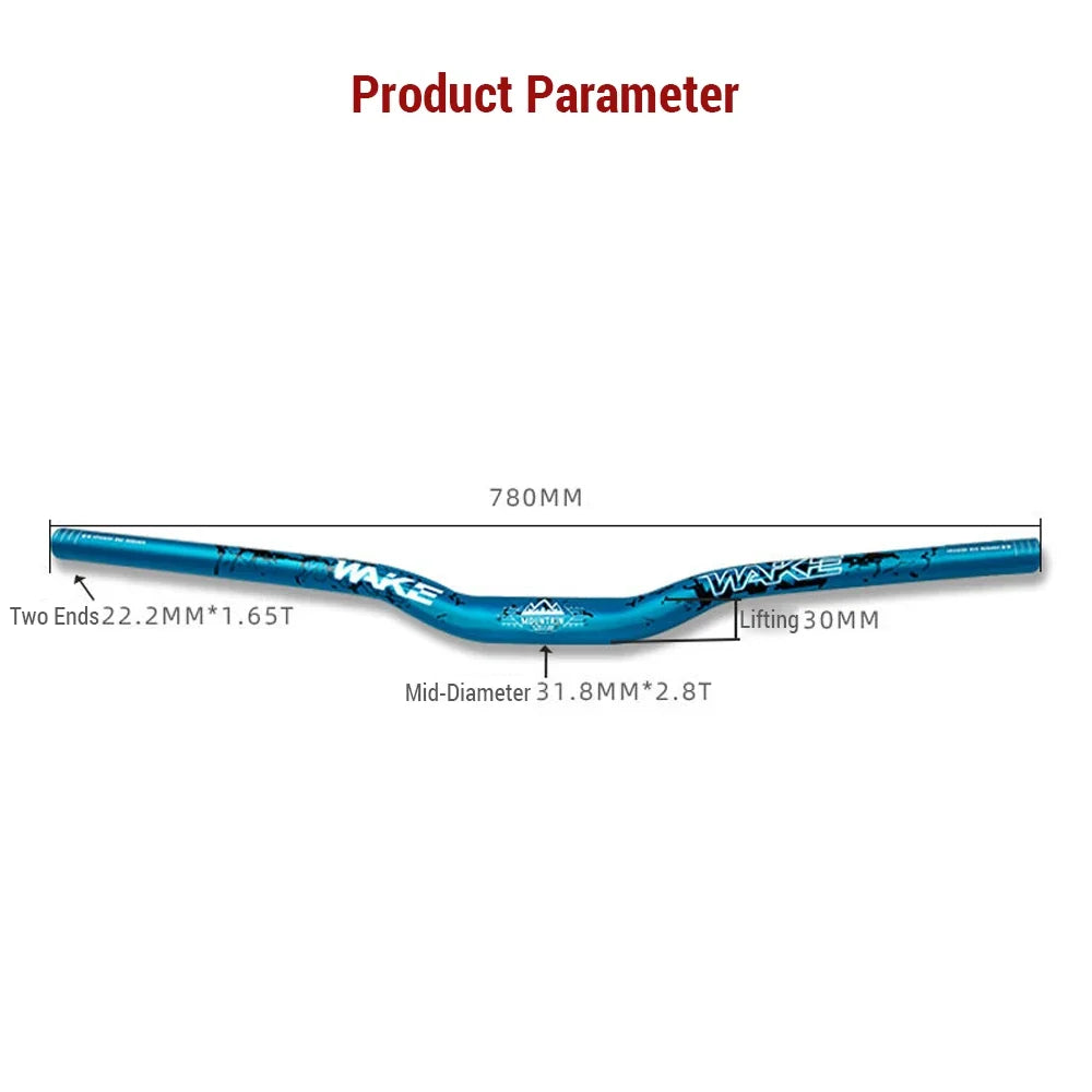 31.8MM Mountain Bike Handlebar Aluminum Alloy Bicycle Riser Handlebar 30MM Rise 780MM Wide Bicycle Bar with Paint Matte Surface