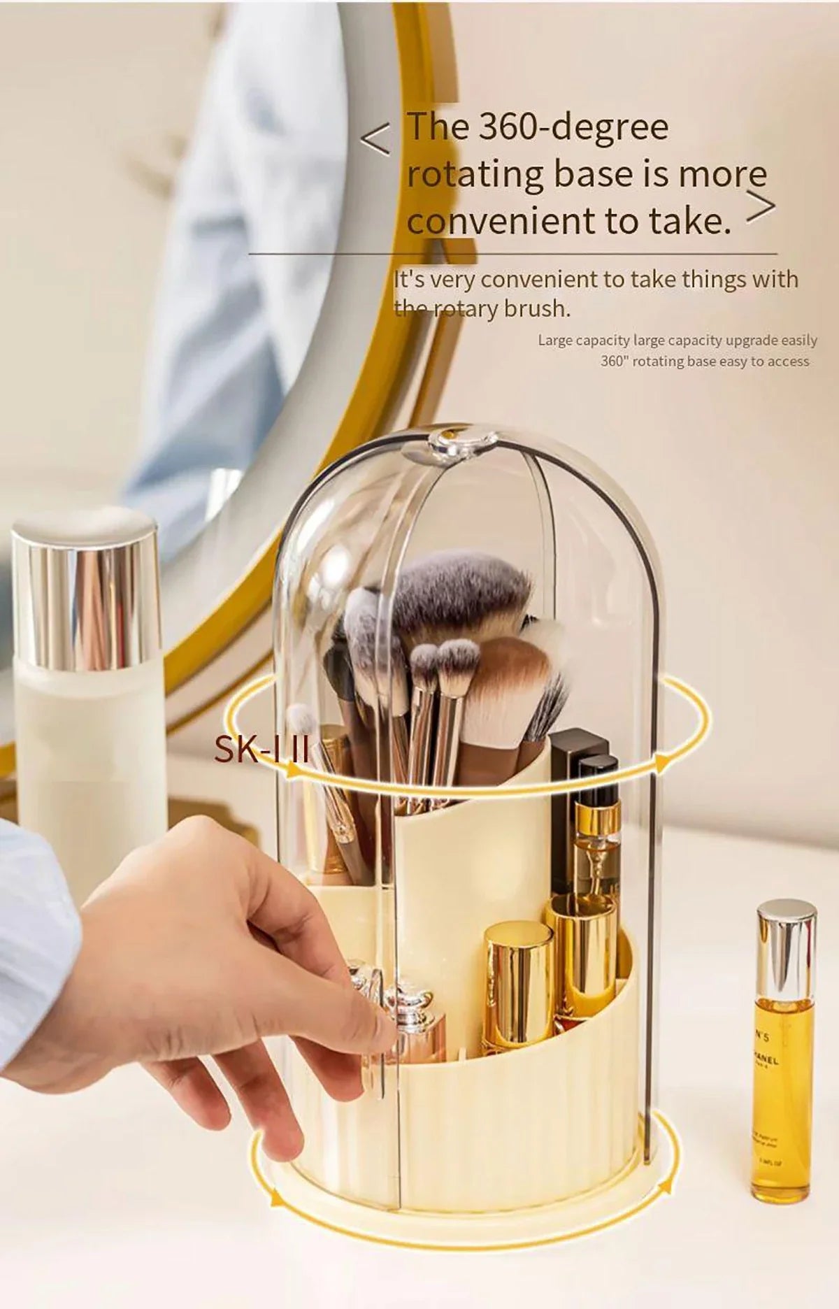 360° Rotating Makeup Brush Holder Desktop Makeup Organizer Cosmetic Storage Box Lipstick Eyebrow Brush Holder Jewelry Container