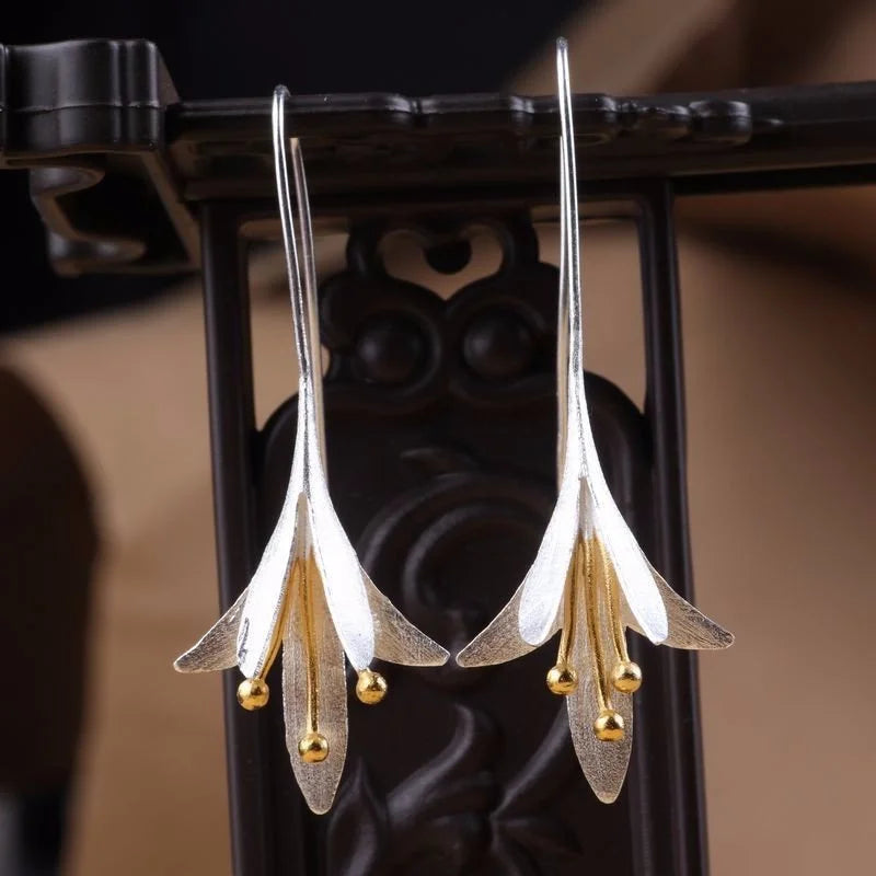 Exquisite Beautiful Flower Earring Trendy Jewelry Simple Personality Silver Gold Color Metal Carved Floral Earrings for Women