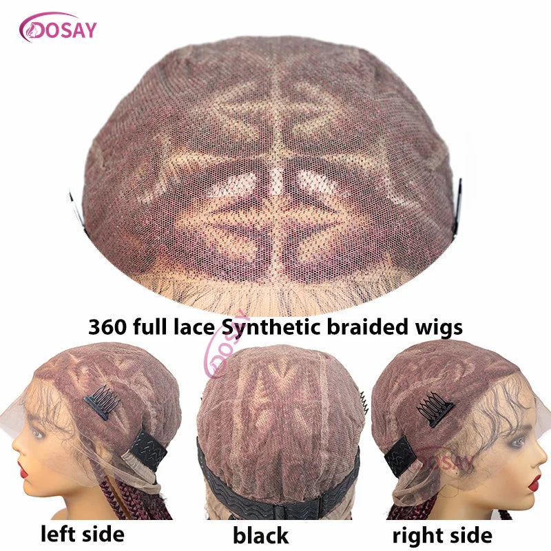 36" Synthetic Lace Braided Wigs Blonde Heart Box Braids Lace Wigs Long Black Cornrow Braided High Quality Lace Front Wig Ladies