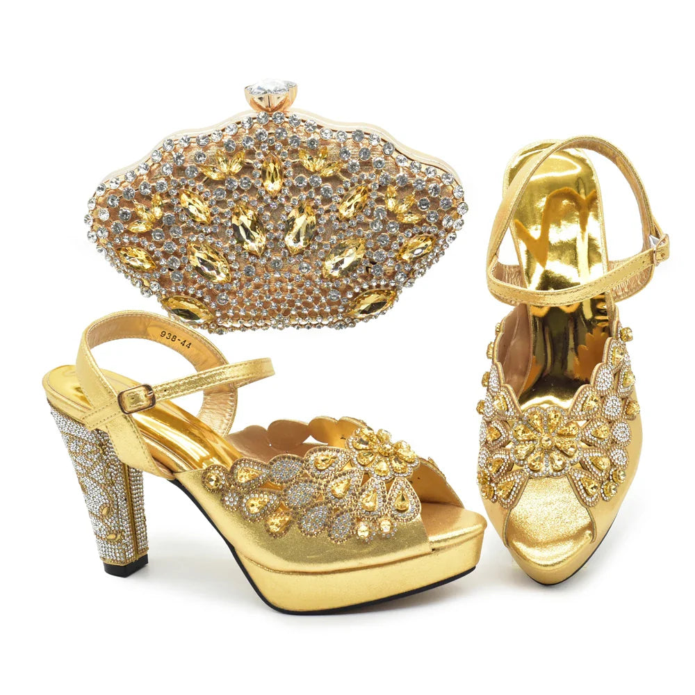 New Pumps for Women Designer Peep-Toe Luxury Wedding Hollowed Out Design Bag and Shoes Matching Set Shoes for Bride Wedding