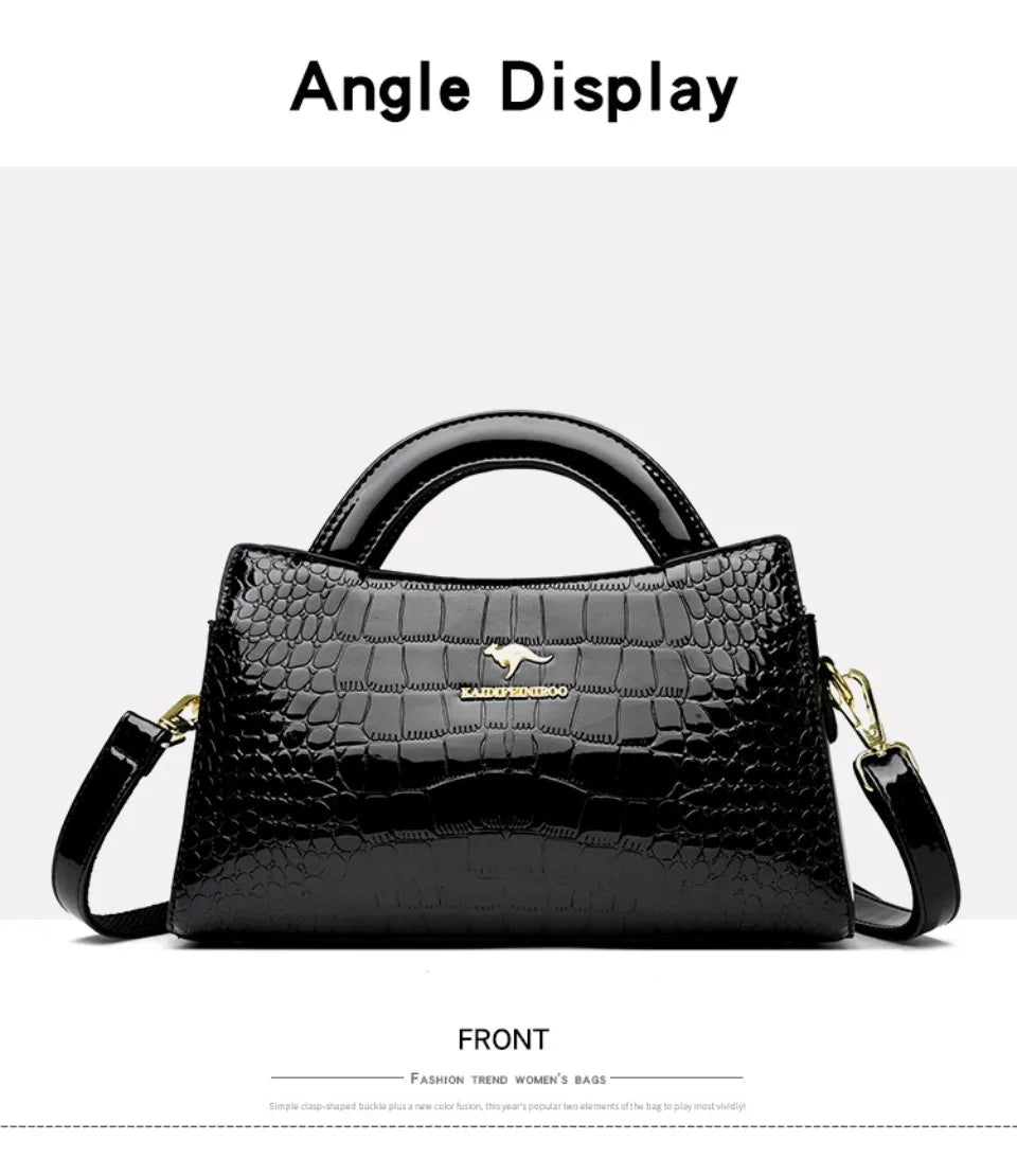 Kangaroo Brand Alligator Pu Leather Shoulder Bag Clutch Hand Bags