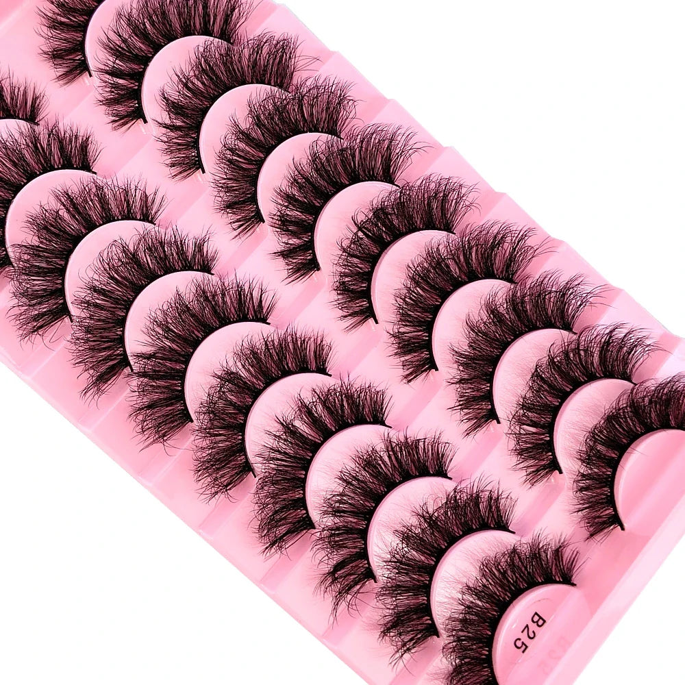New 10 Pairs 3D Faux Mink Lashes Faux Mink Fluffy Lashes Soft Full Thick Wispy Eyelash Dramatic False Eyelashes Makeup Tools