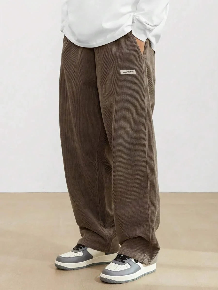 Men’s Corduroy Loose Fit Pants – Elastic Waist
