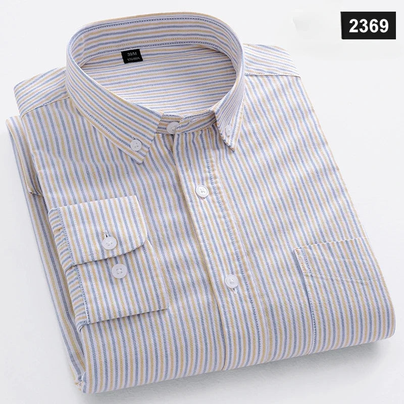 Men's slim fit shirt 100% cotton long-sleeve shirts plaid