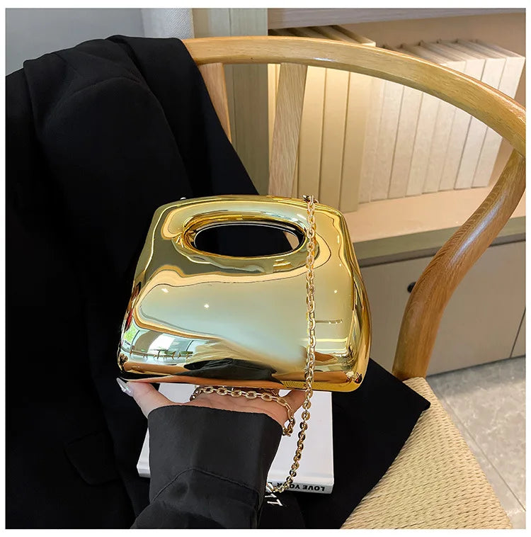 Golden Acrylic Women Hobo Bags Luxury Designer Clear Beach Handbags Dinner Party Wedding Round Top Handle Evening Clutch Purse