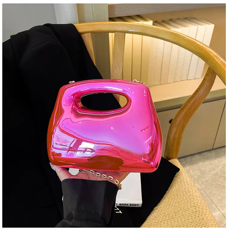 Golden Acrylic Women Hobo Bags Luxury Designer Clear Beach Handbags Dinner Party Wedding Round Top Handle Evening Clutch Purse