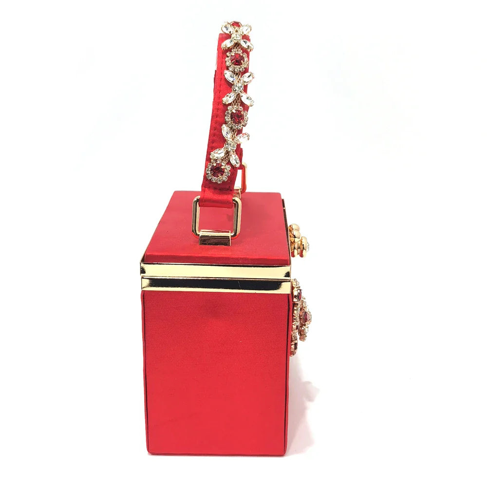 Women's Diamond Decorated Pointed Toe Italian Shoes And Bag Set