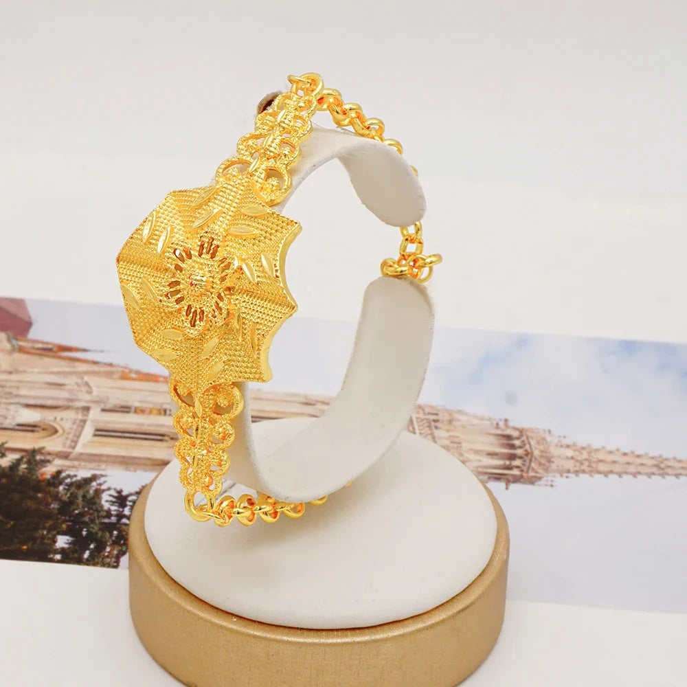 Indian Dubai Gold Color Jewelry Sets For Women Earring & Necklace Nigeria Moroccan Bridal Wedding Party Gifts