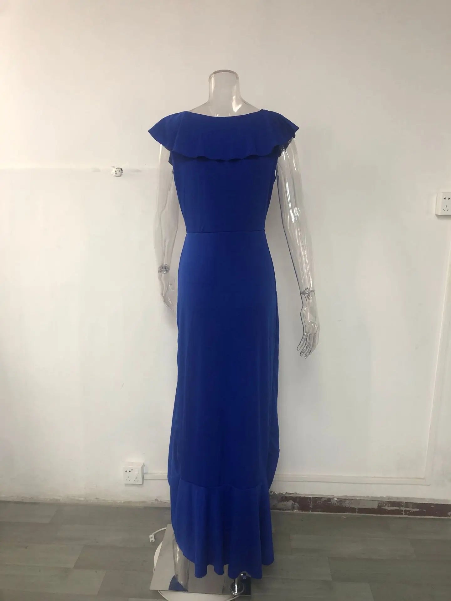 2023 Sexy V Neck Ruffles Party Dress Femme Elegant Summer Fashion Solid Sleeveless Slim Irregular Maxi Dresses For Women Robe