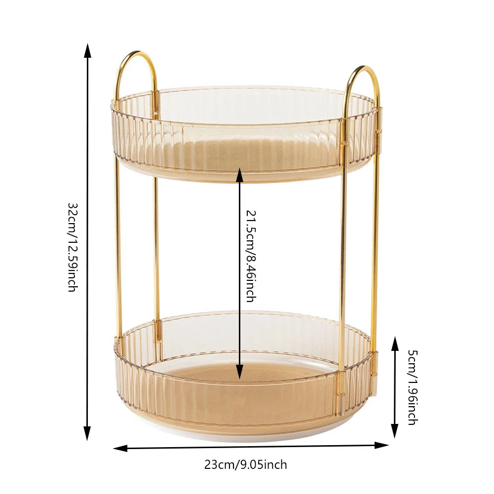360 Degree Rotating Makeup Organizer Light Luxury Skincare Holder Rack Versatile Space-Saving for Dressing Table Washing Table